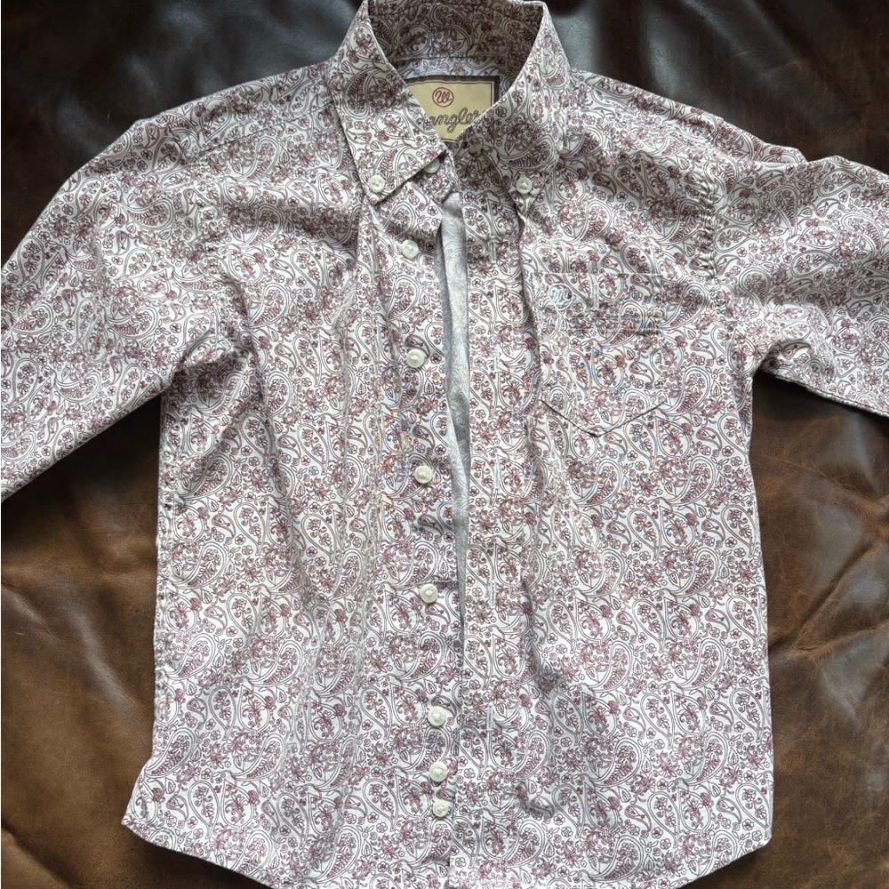 Wrangler Paisley Button-Up Shirt in Burgundy and White